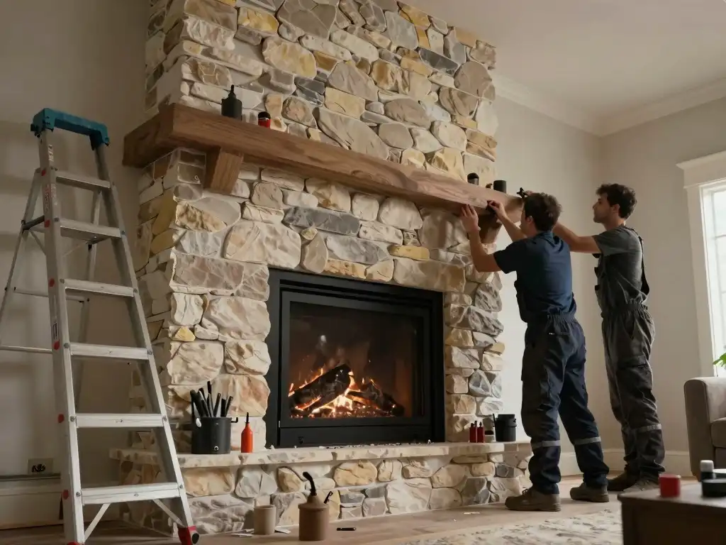 Professional fireplace installation in Kansas City living room