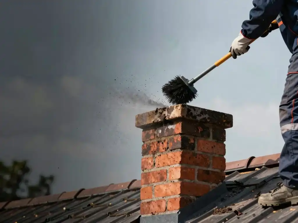 Chimney Technician doing chimney cleaning in Kansas City