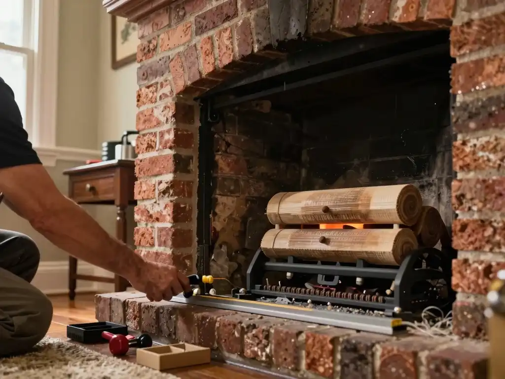 Gas log installation service in Kansas City fireplace